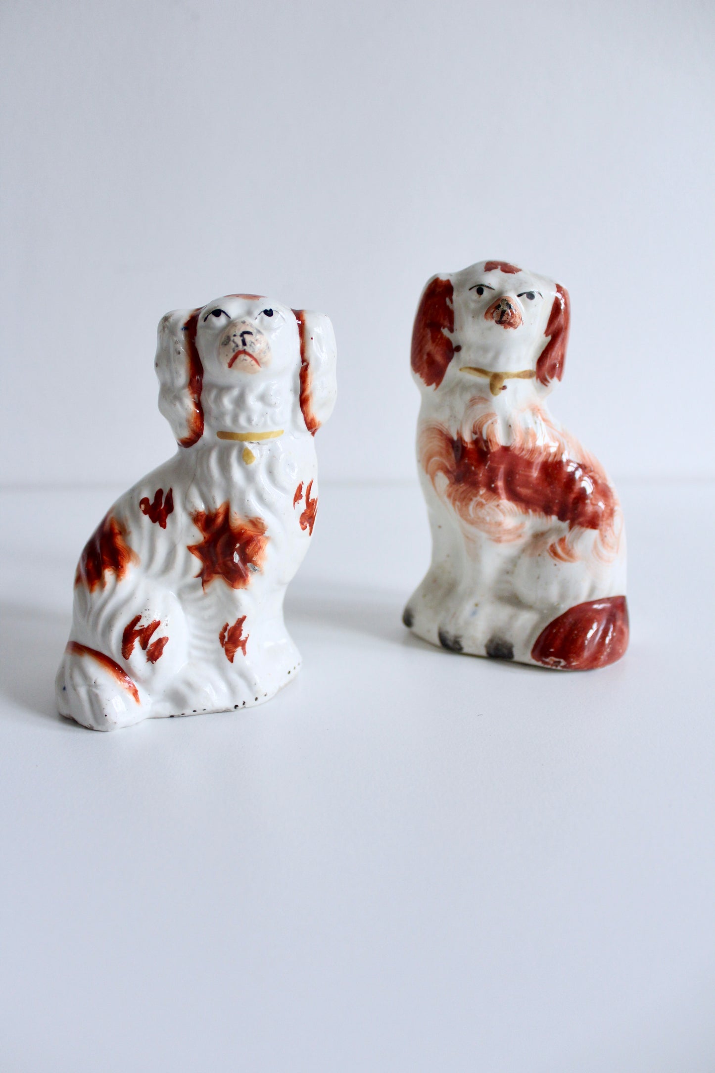 Victorian Staffordshire Spaniel Figures (Pair)