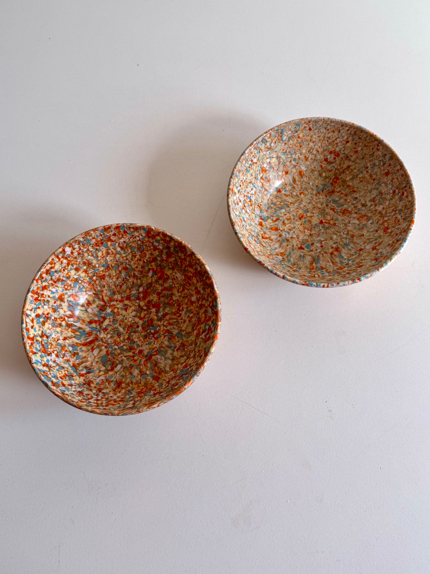 Vintage Mid-Century Confetti Melamine Bowls – Set of Two, c. 1950s–60s