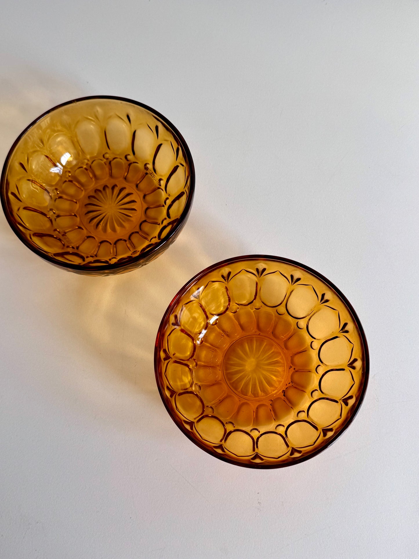 Vintage Amber Pressed Glass Bowls – Set of Two