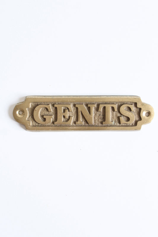 Vintage Brass "GENTS" Door Sign