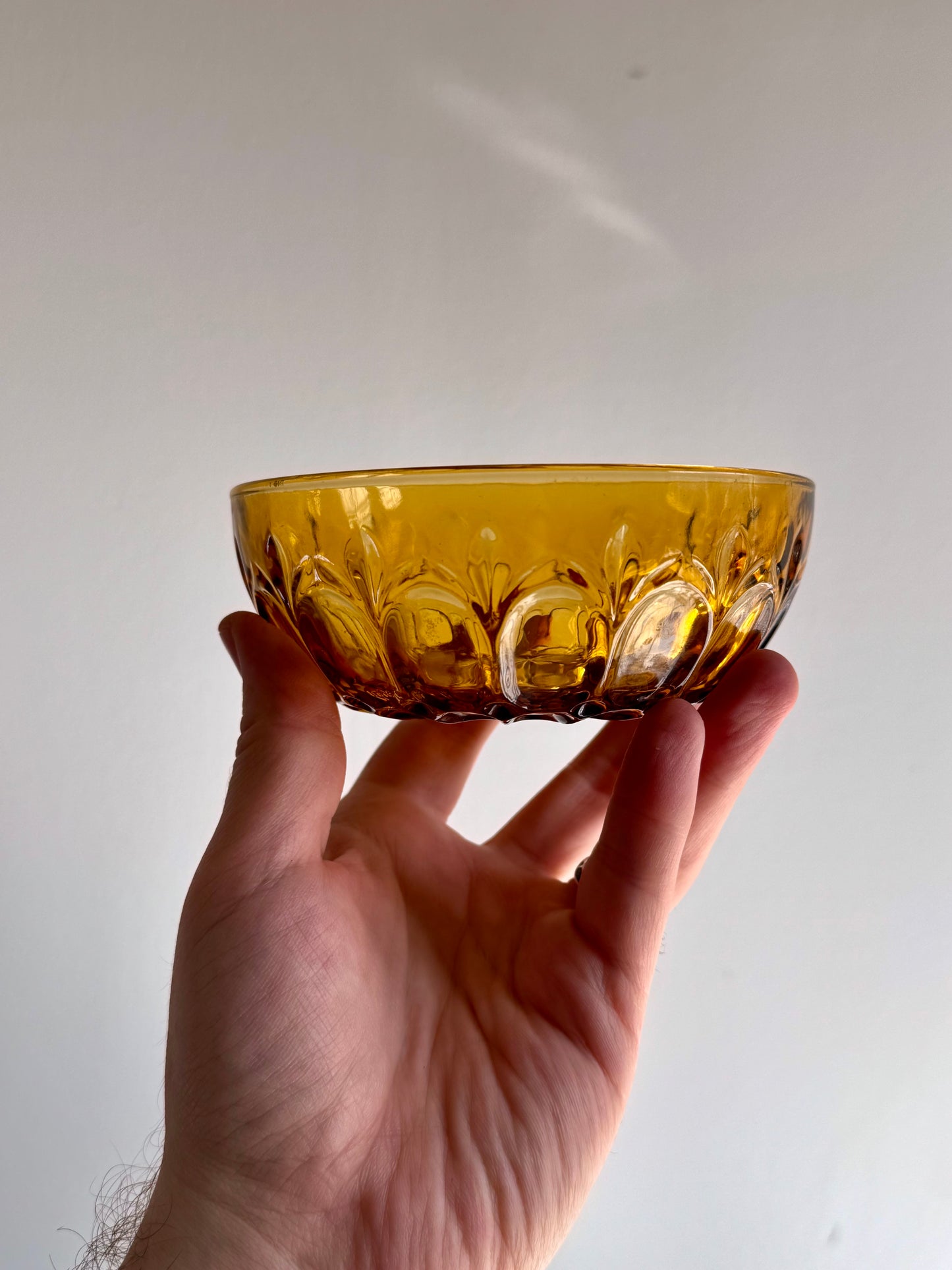 Vintage Amber Pressed Glass Bowls – Set of Two