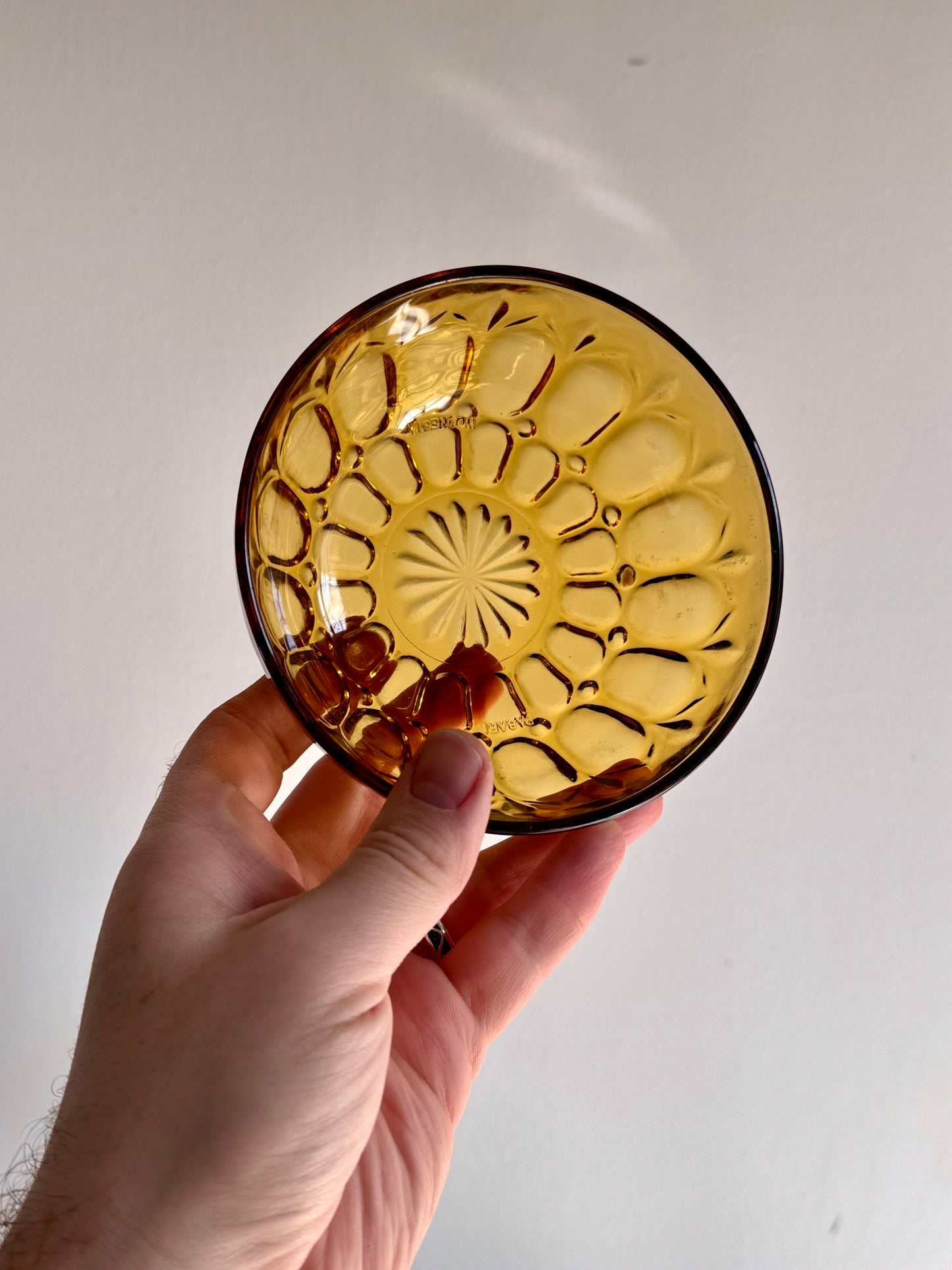 Vintage Amber Pressed Glass Bowls – Set of Two
