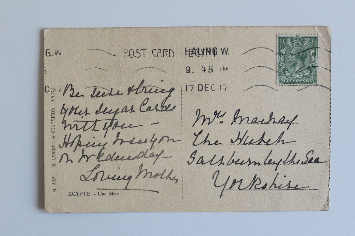 1917 Egyptian Postcard – “A Mother”