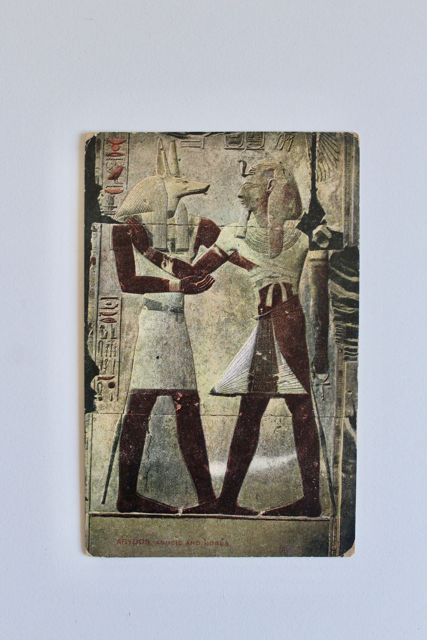 Abydos – Anubis and Horus Egyptian Postcard, 1907