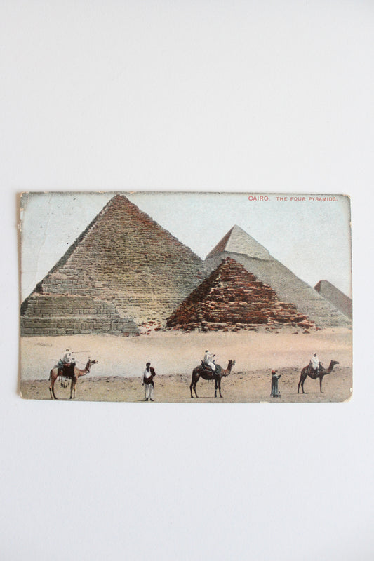 Antique Egyptian Postcard – Cairo, The Four Pyramids, c. 1900–1910