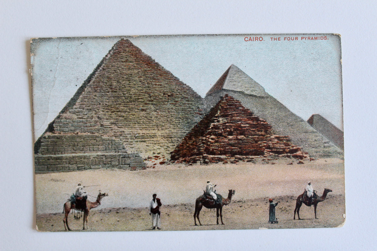 Antique Egyptian Postcard – Cairo, The Four Pyramids, c. 1900–1910