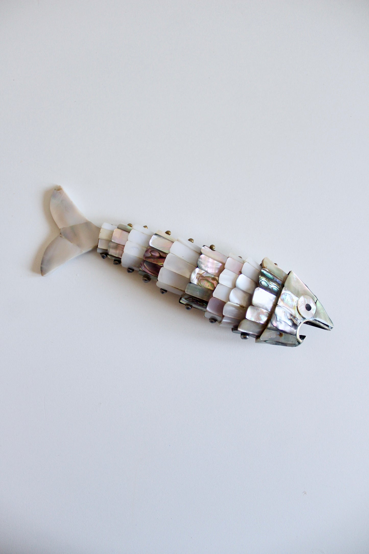 Vintage Articulated Abalone & Mother-of-Pearl Fish Sculpture