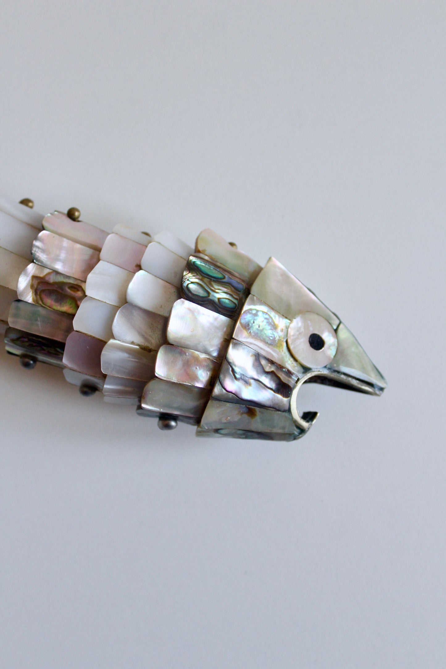 Vintage Articulated Abalone & Mother-of-Pearl Fish Sculpture