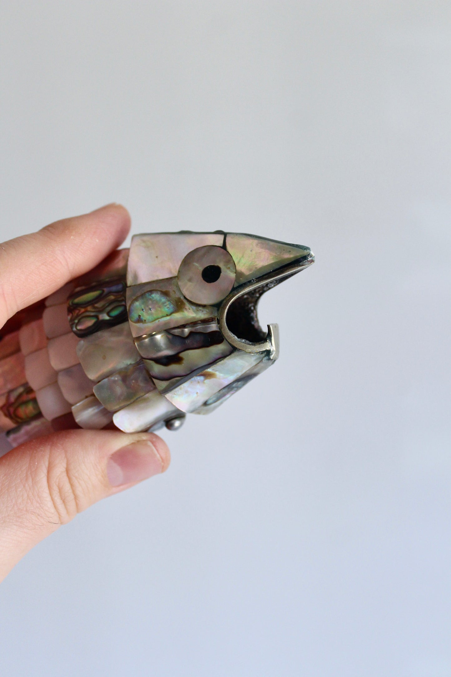 Vintage Articulated Abalone & Mother-of-Pearl Fish Sculpture