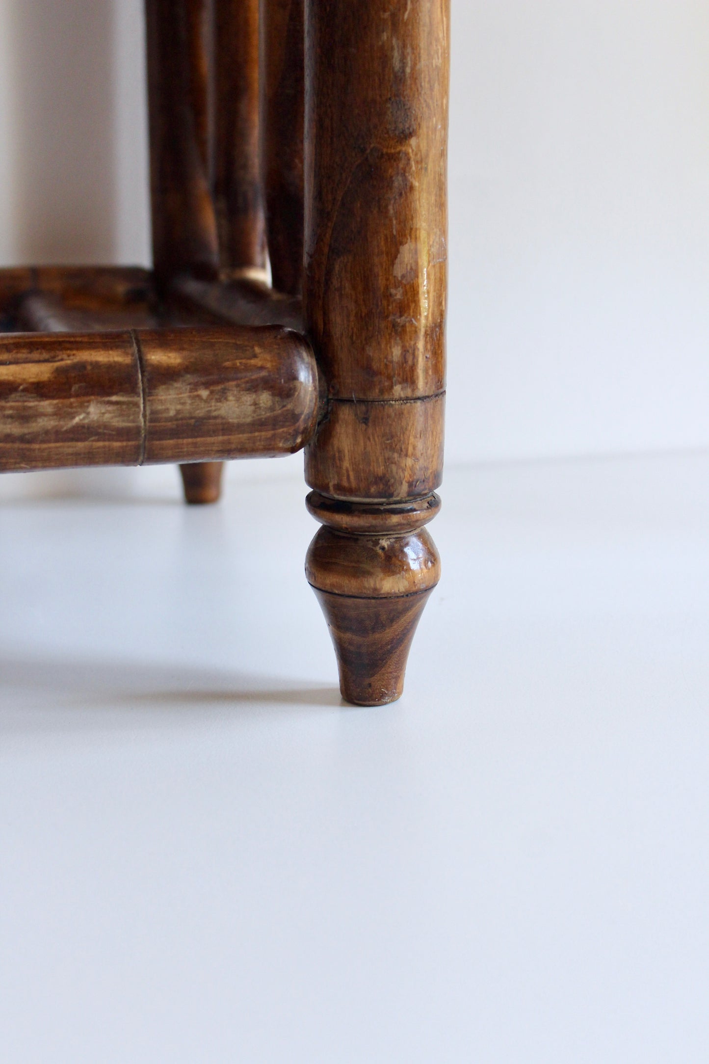 Vintage Faux Bamboo Wooden Shoe Rack / Display Shelf