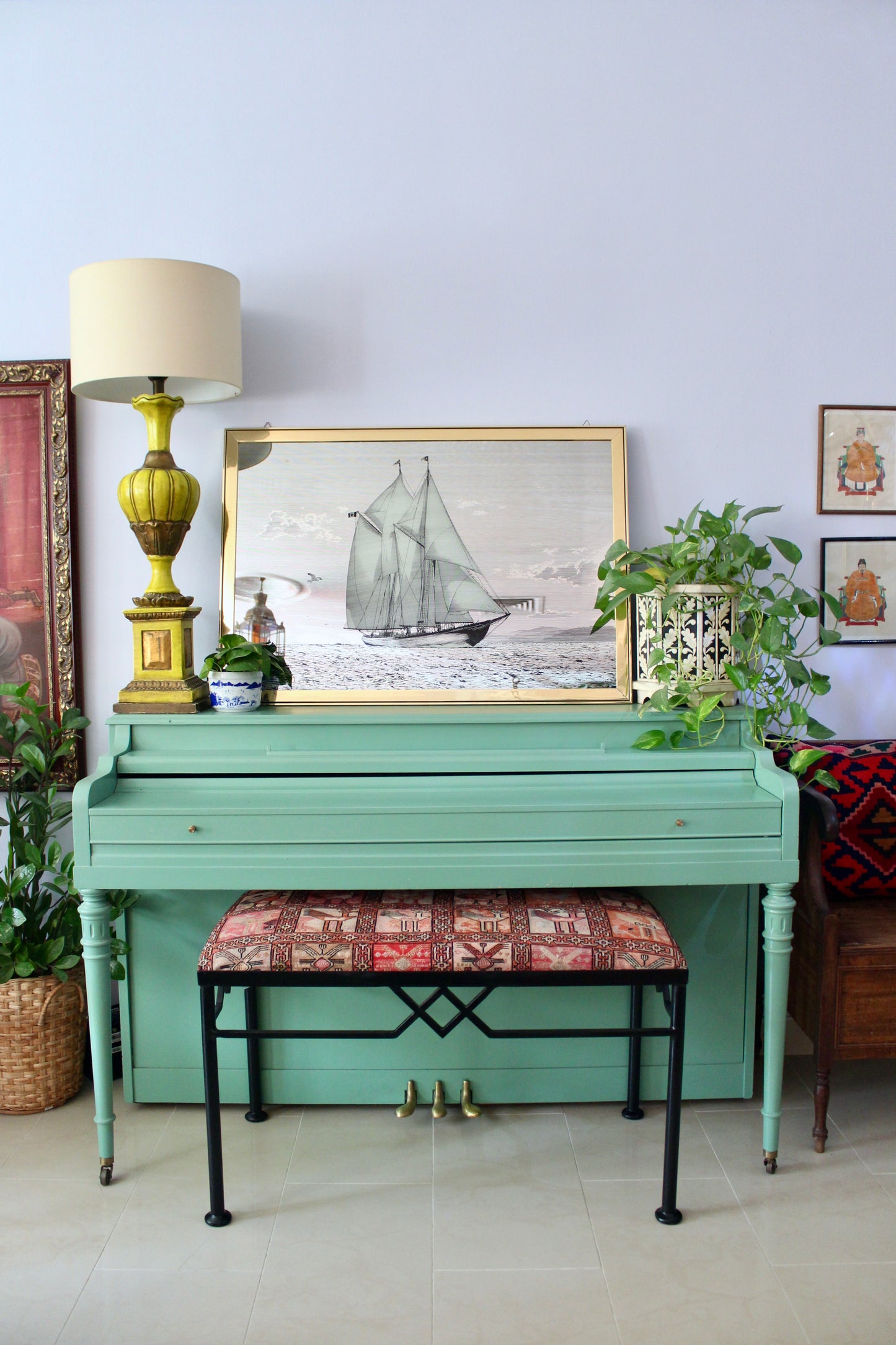 Large Mid-Century Nautical Mirror Wall Art Featuring the Bluenose II Schooner, c. 1960s–70s
