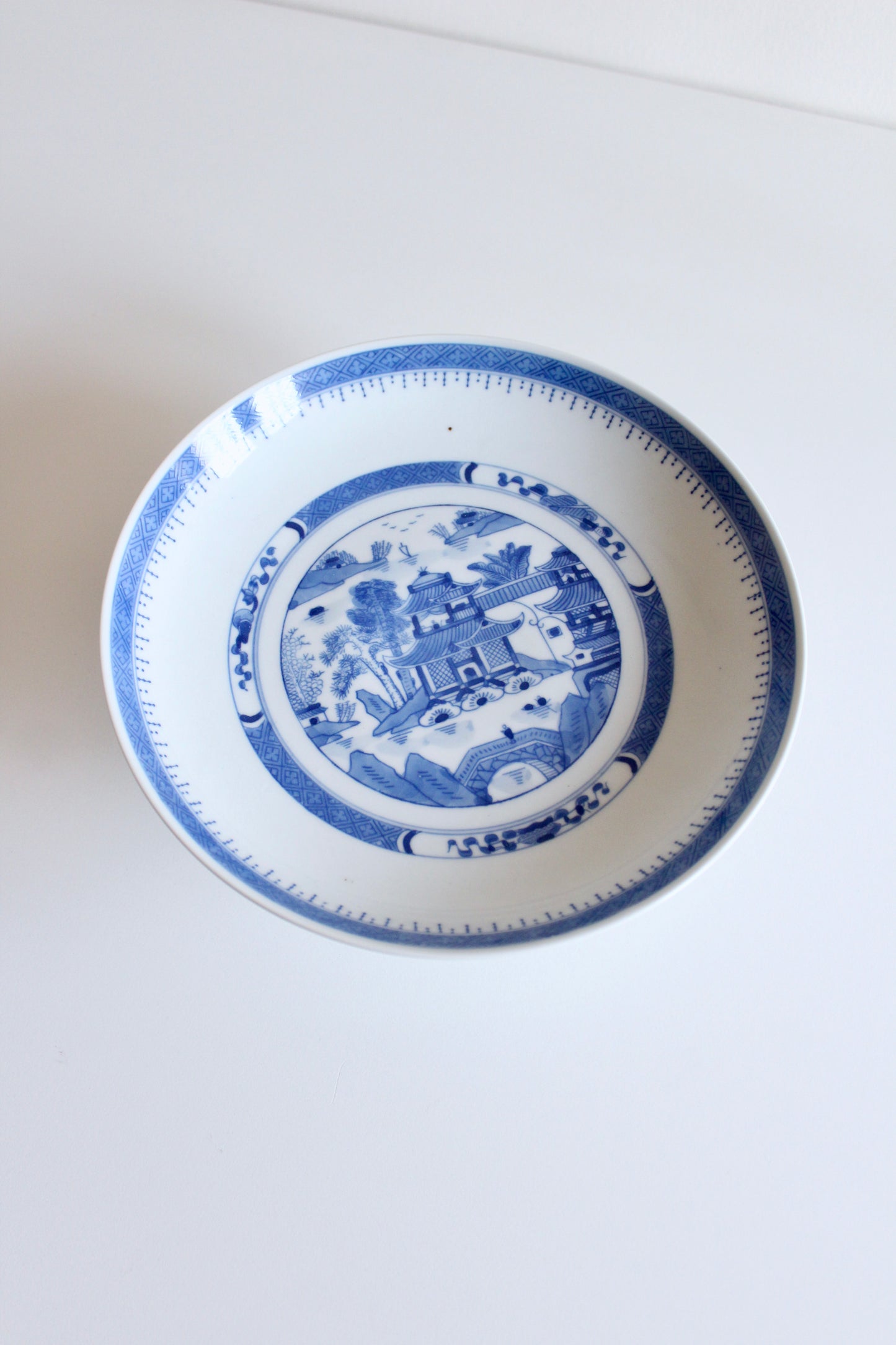 Blue & White Porcelain Pedestal Fruit Bowl | Chinoiserie Centerpiece Dish