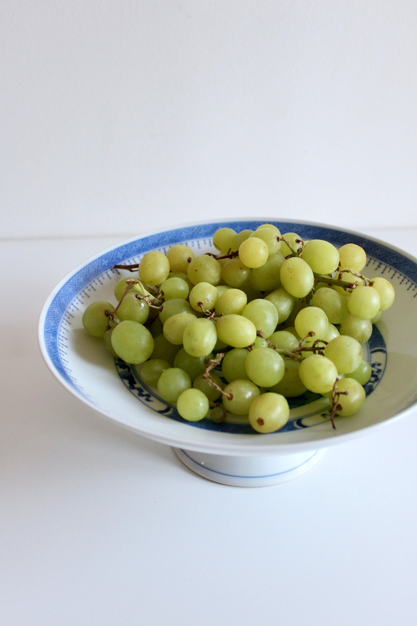 Blue & White Porcelain Pedestal Fruit Bowl | Chinoiserie Centerpiece Dish