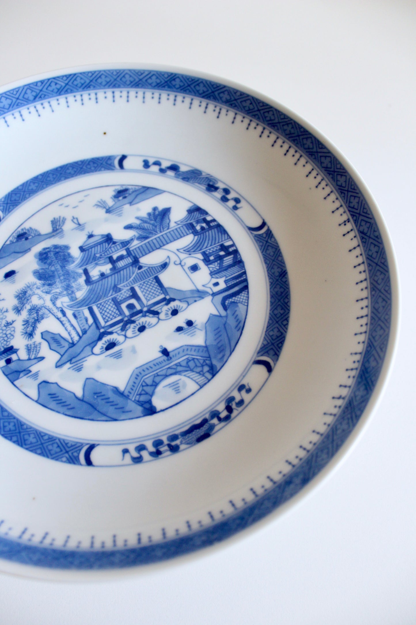 Blue & White Porcelain Pedestal Fruit Bowl | Chinoiserie Centerpiece Dish