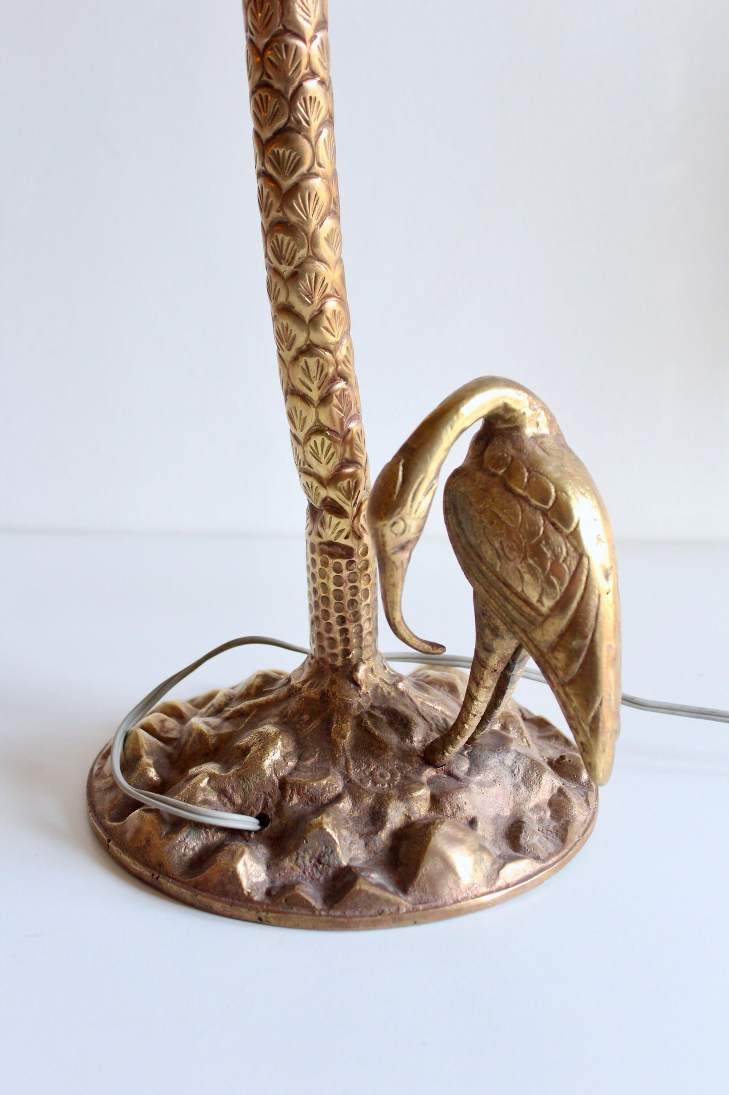 Vintage Hollywood Regency Palm Tree Lamp with Heron Figure