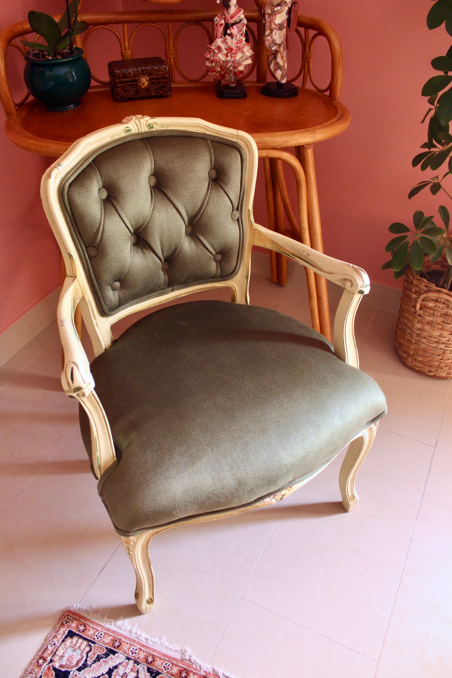 French Louis XV Style Bergère Armchair