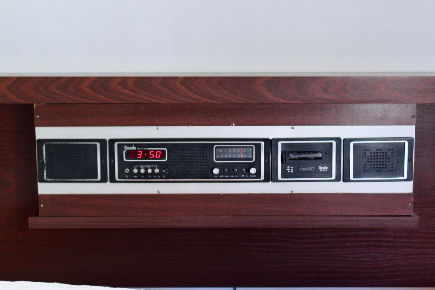 Vintage 1980 Integrated Bedroom Headboard & Nightstands with Radio, Cassette & Lights