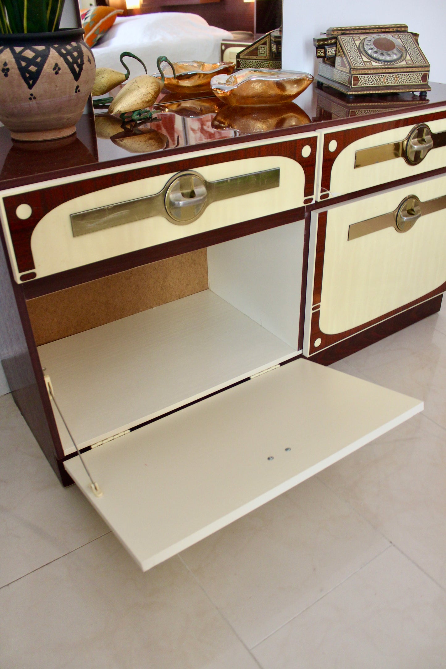 Vintage 1980 Dressing Table & West German Mirror