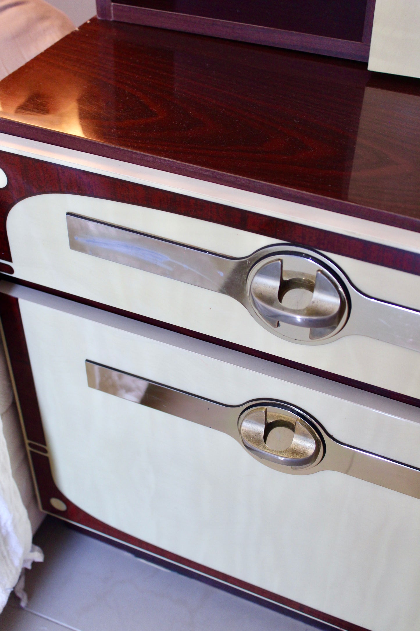 Vintage 1980 Integrated Bedroom Headboard & Nightstands with Radio, Cassette & Lights