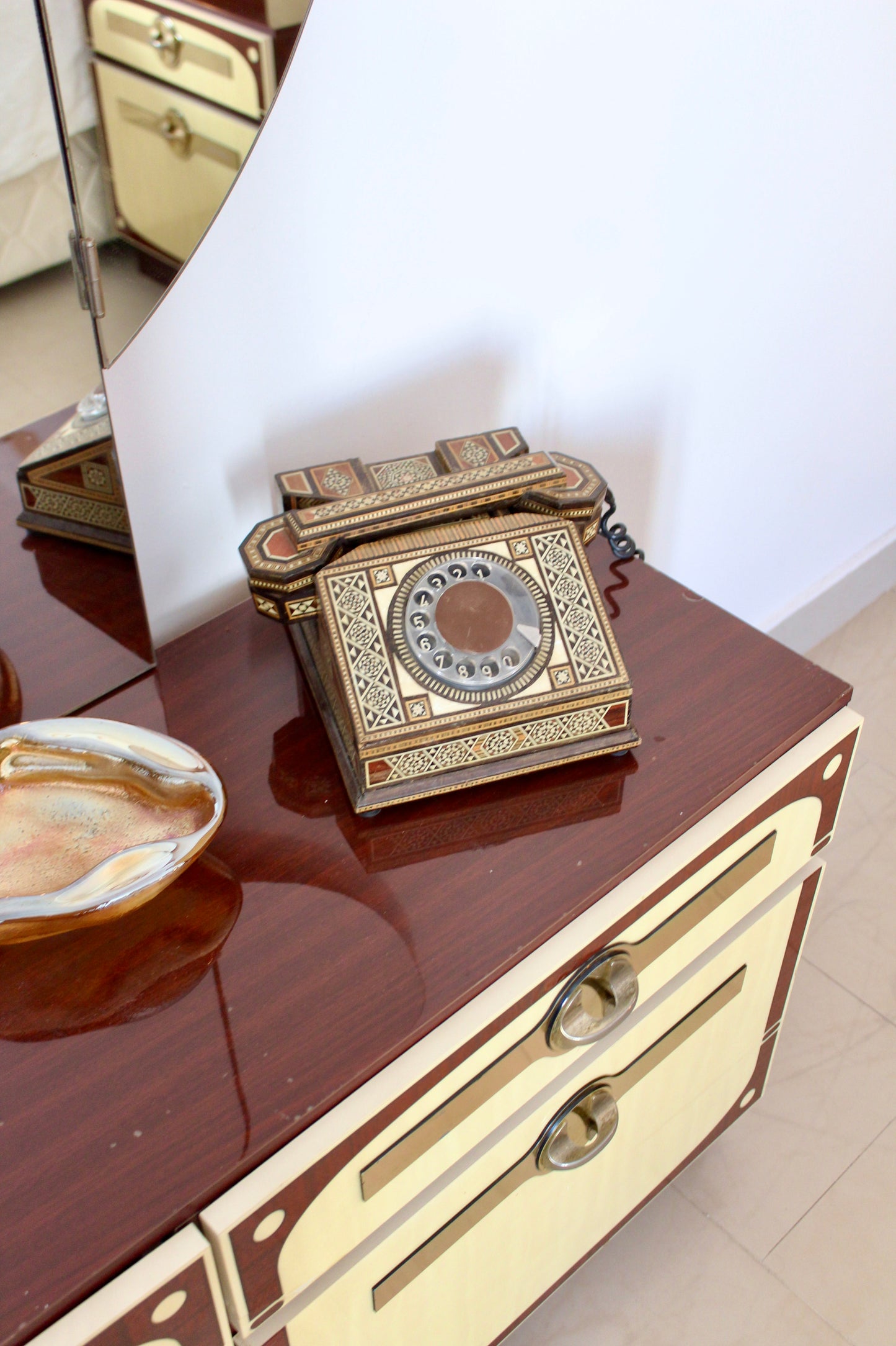 Vintage 1980 Dressing Table & West German Mirror