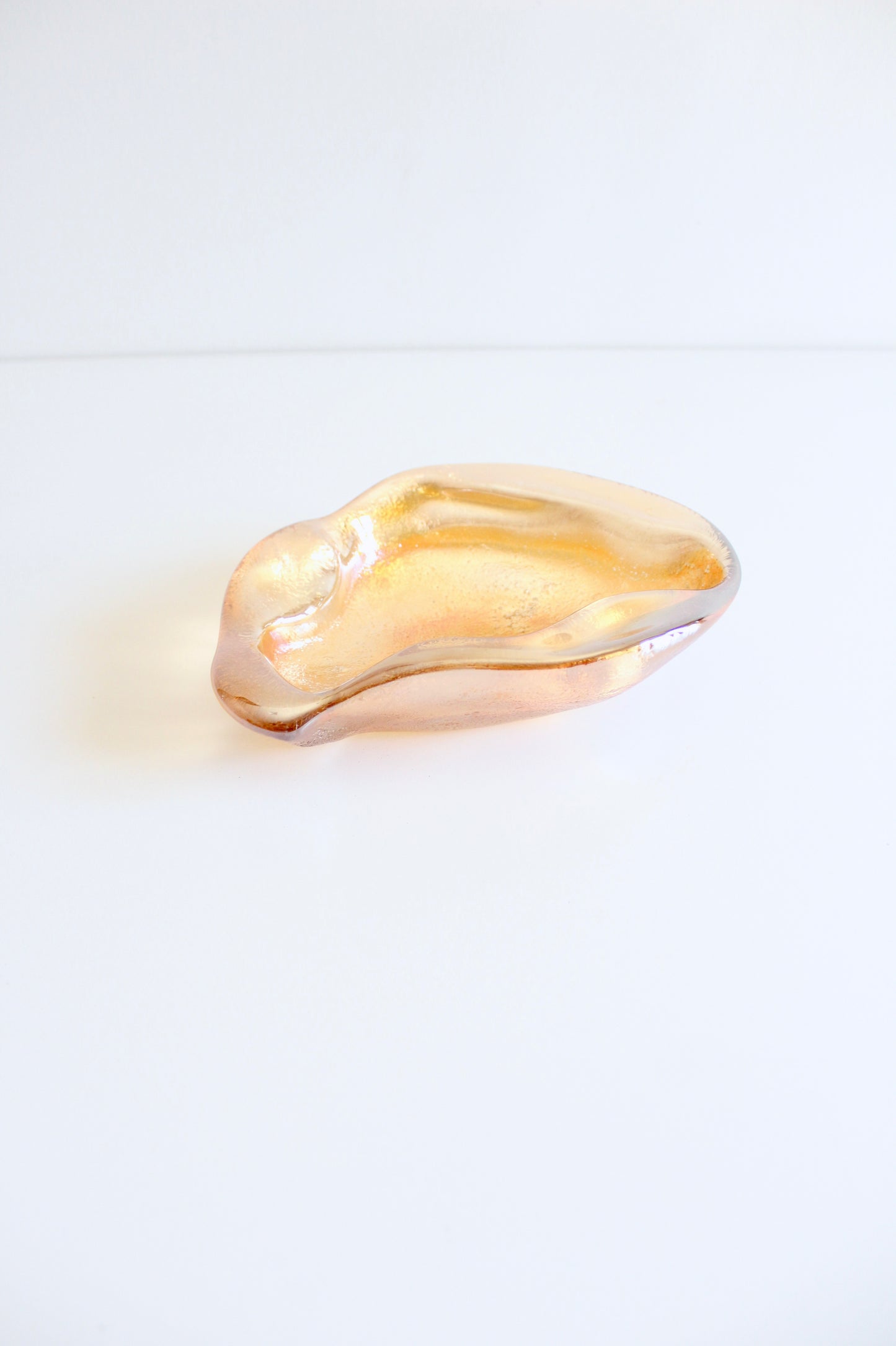 Vintage Amber Blenko-Style Amoeba Glass Catchall / Ashtray