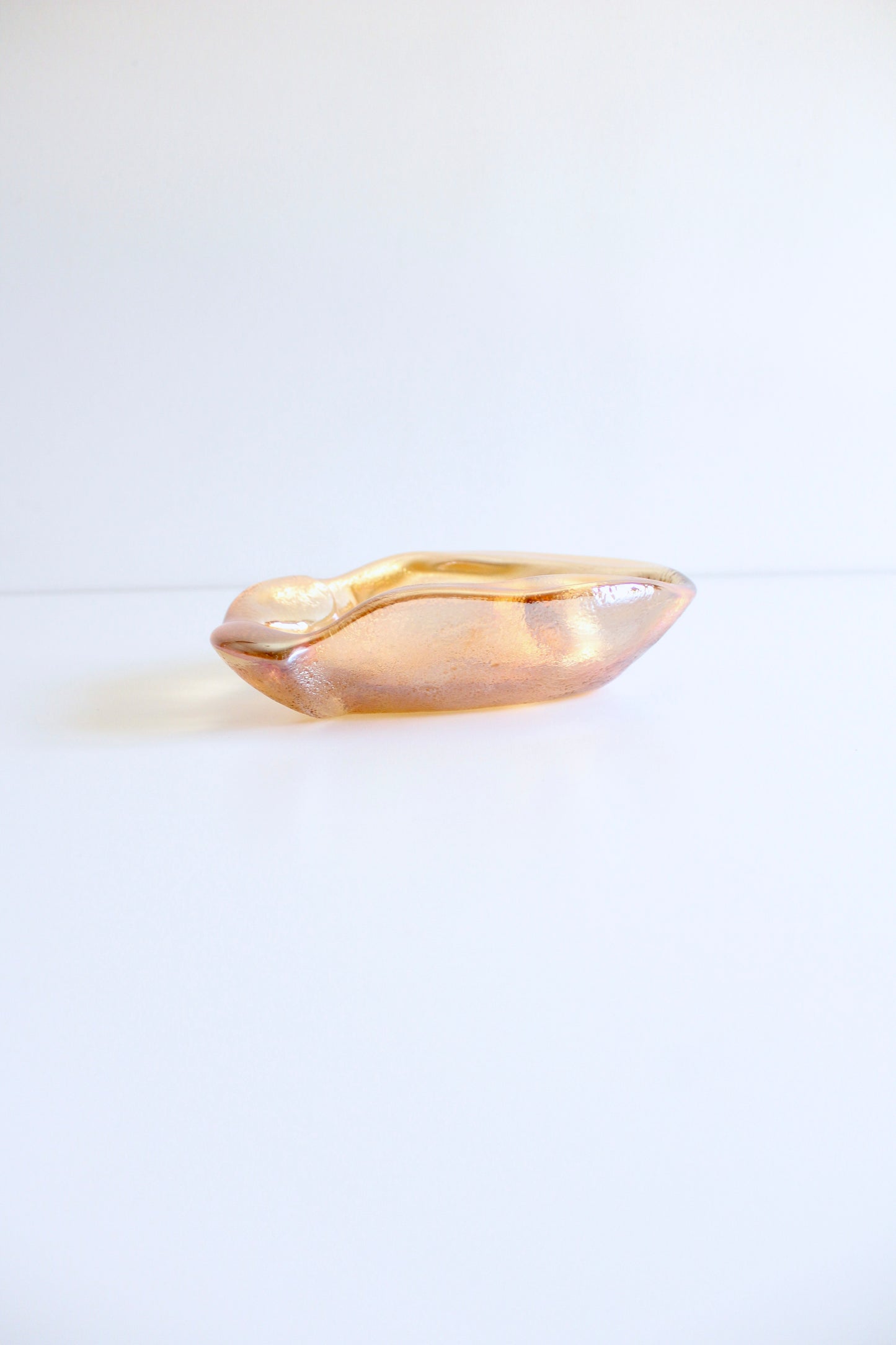 Vintage Amber Blenko-Style Amoeba Glass Catchall / Ashtray