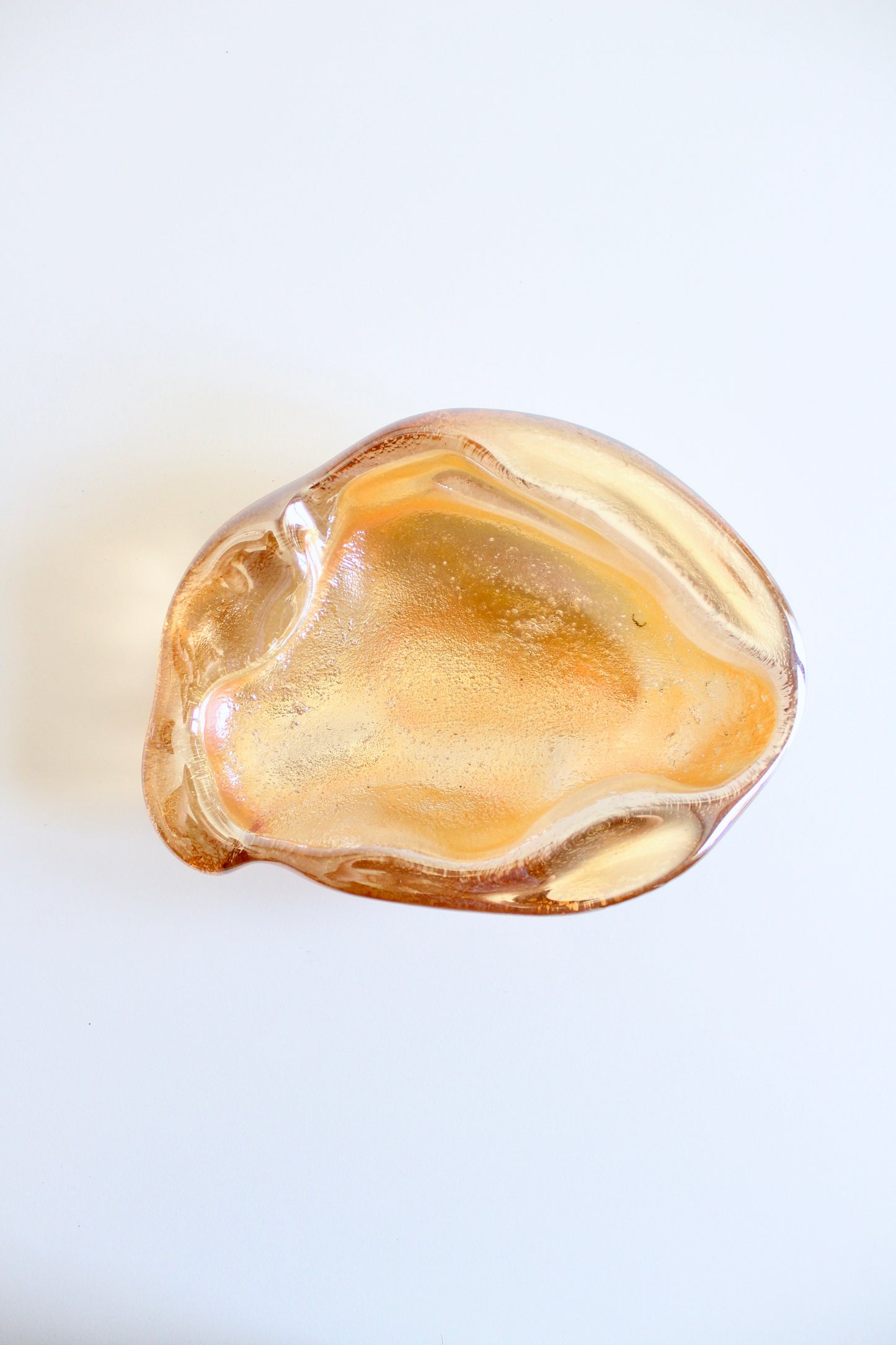 Vintage Amber Blenko-Style Amoeba Glass Catchall / Ashtray