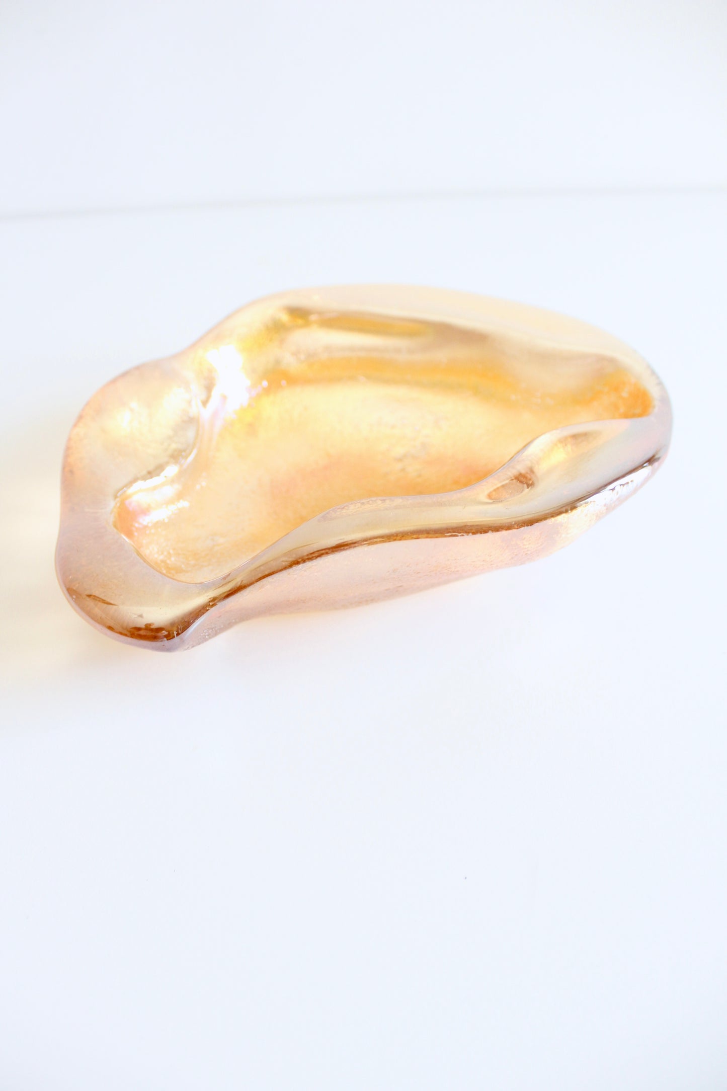 Vintage Amber Blenko-Style Amoeba Glass Catchall / Ashtray