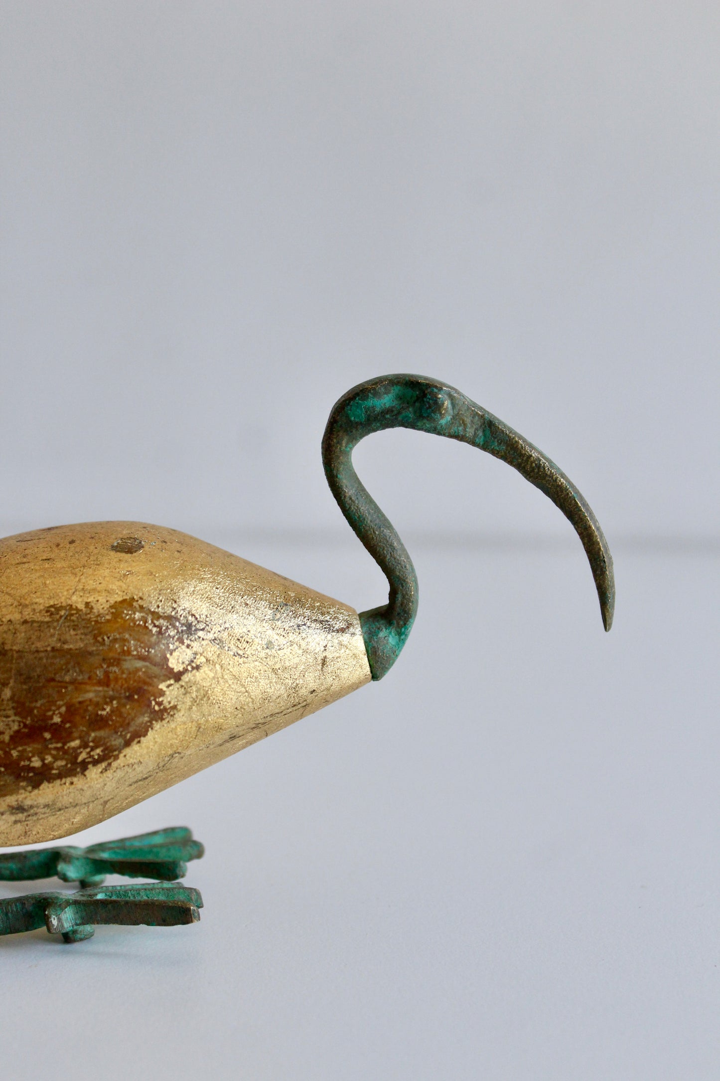 Gold Leaf Heron Sculpture - Egyptian-Inspired Decorative Bird