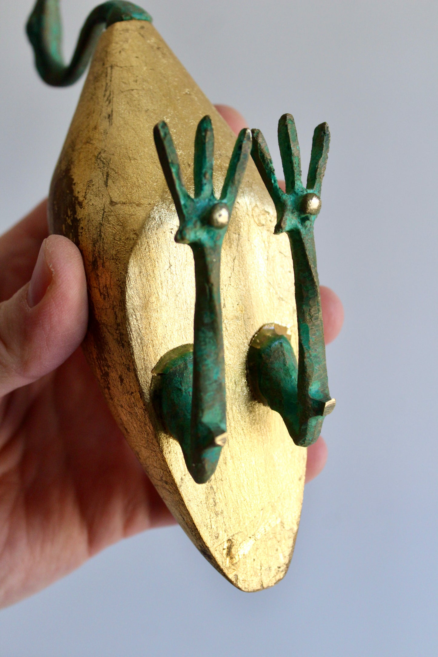 Gold Leaf Heron Sculpture - Egyptian-Inspired Decorative Bird