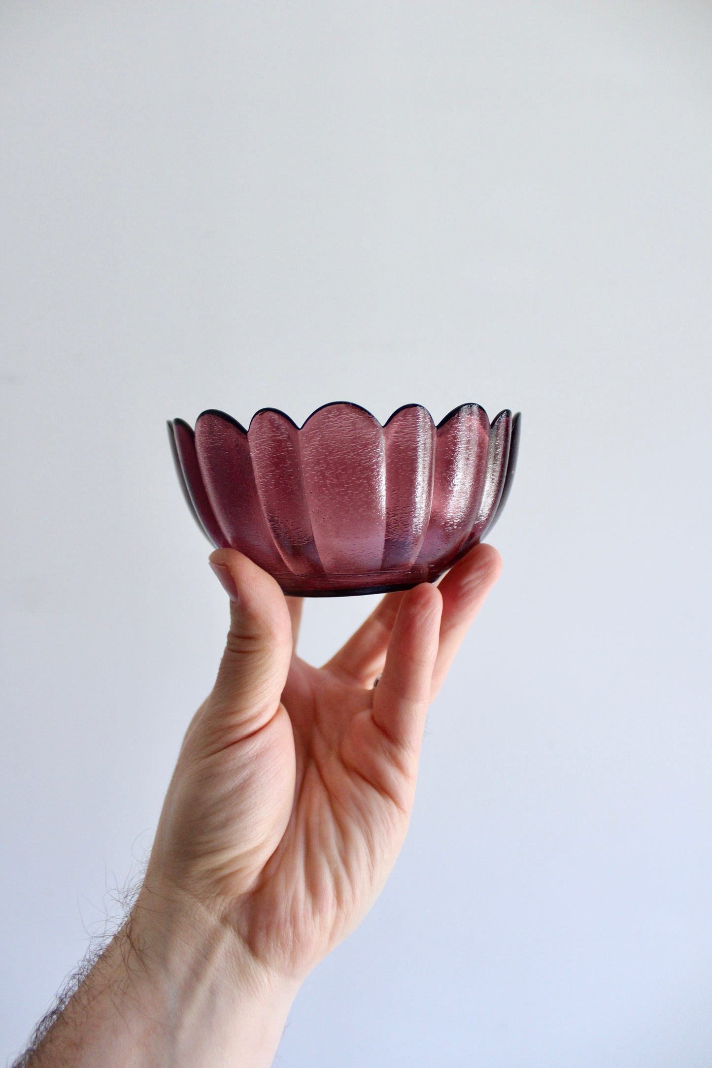 Set of 4 Vintage Amethyst Glass Lotus Bowls