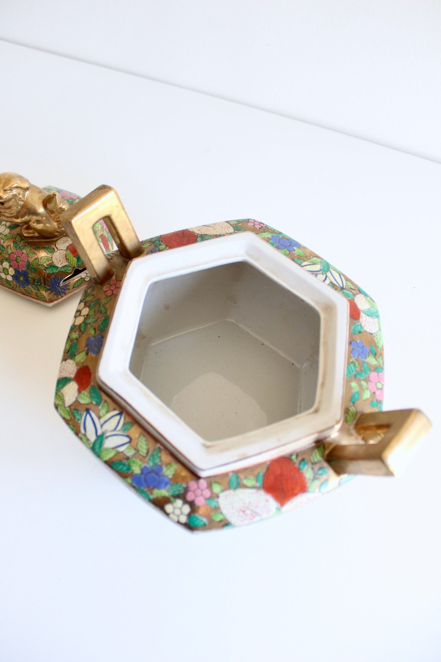 Large Chinese Famille Rose Gilt Porcelain Incense Burner