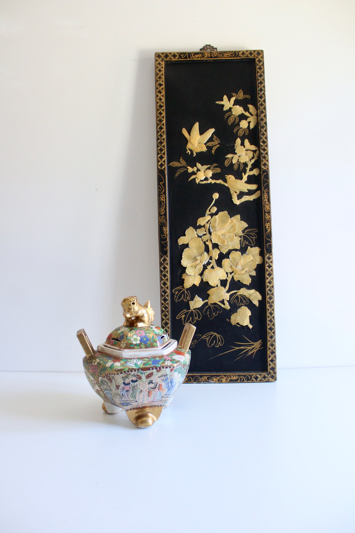 Large Chinese Famille Rose Gilt Porcelain Incense Burner