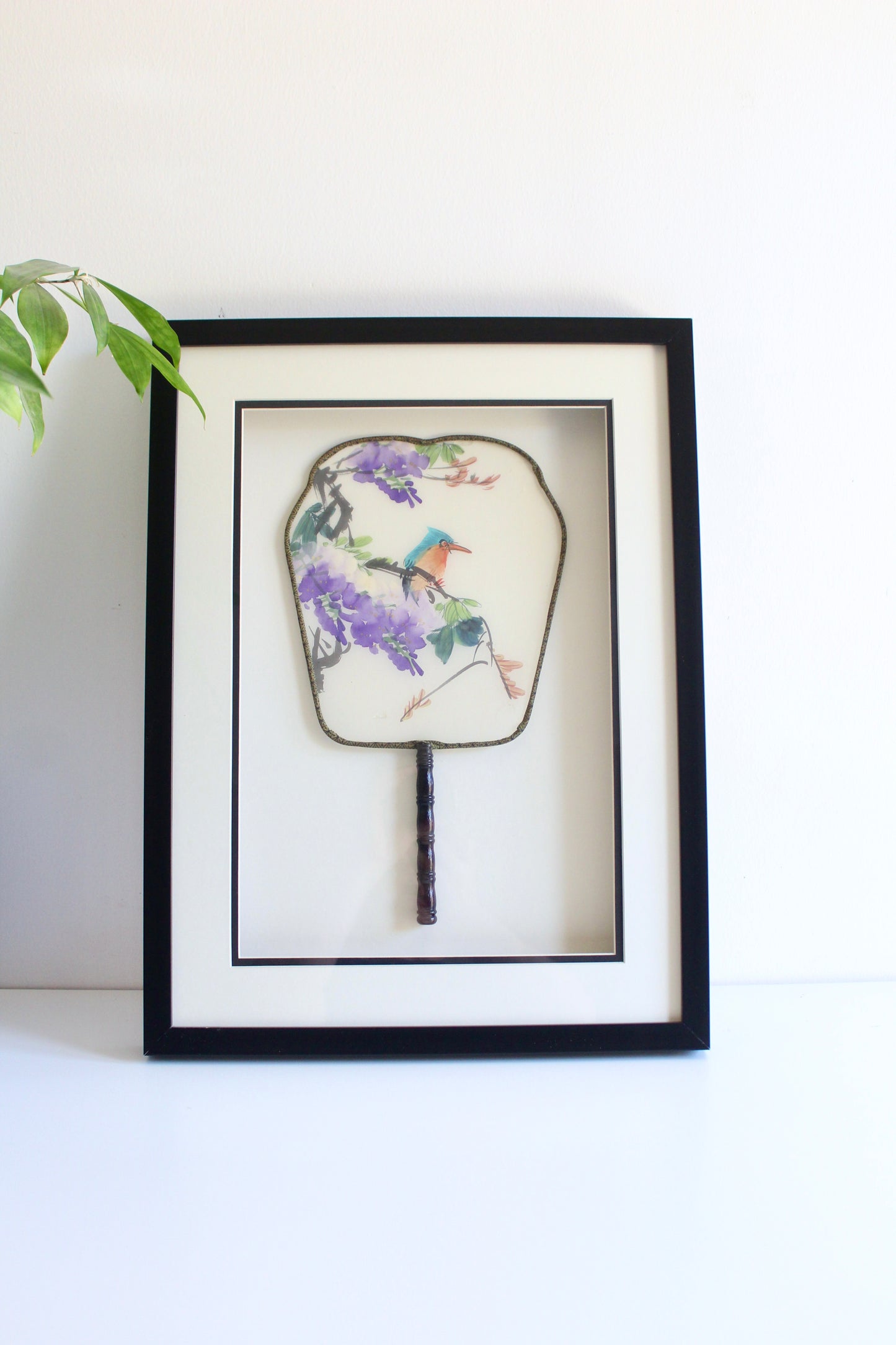 Pair of Framed Chinese Hand-Painted Silk Fans
