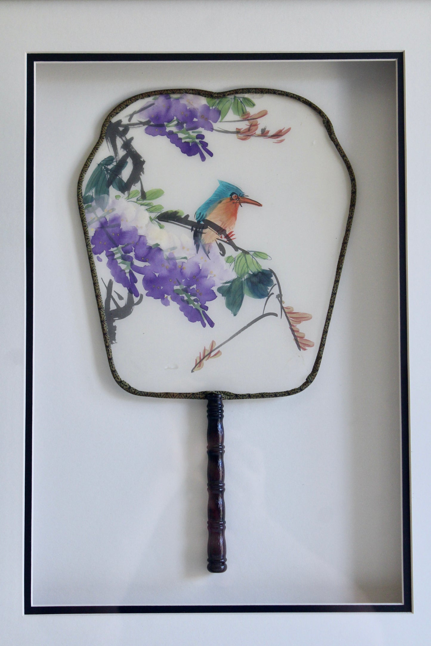 Pair of Framed Chinese Hand-Painted Silk Fans