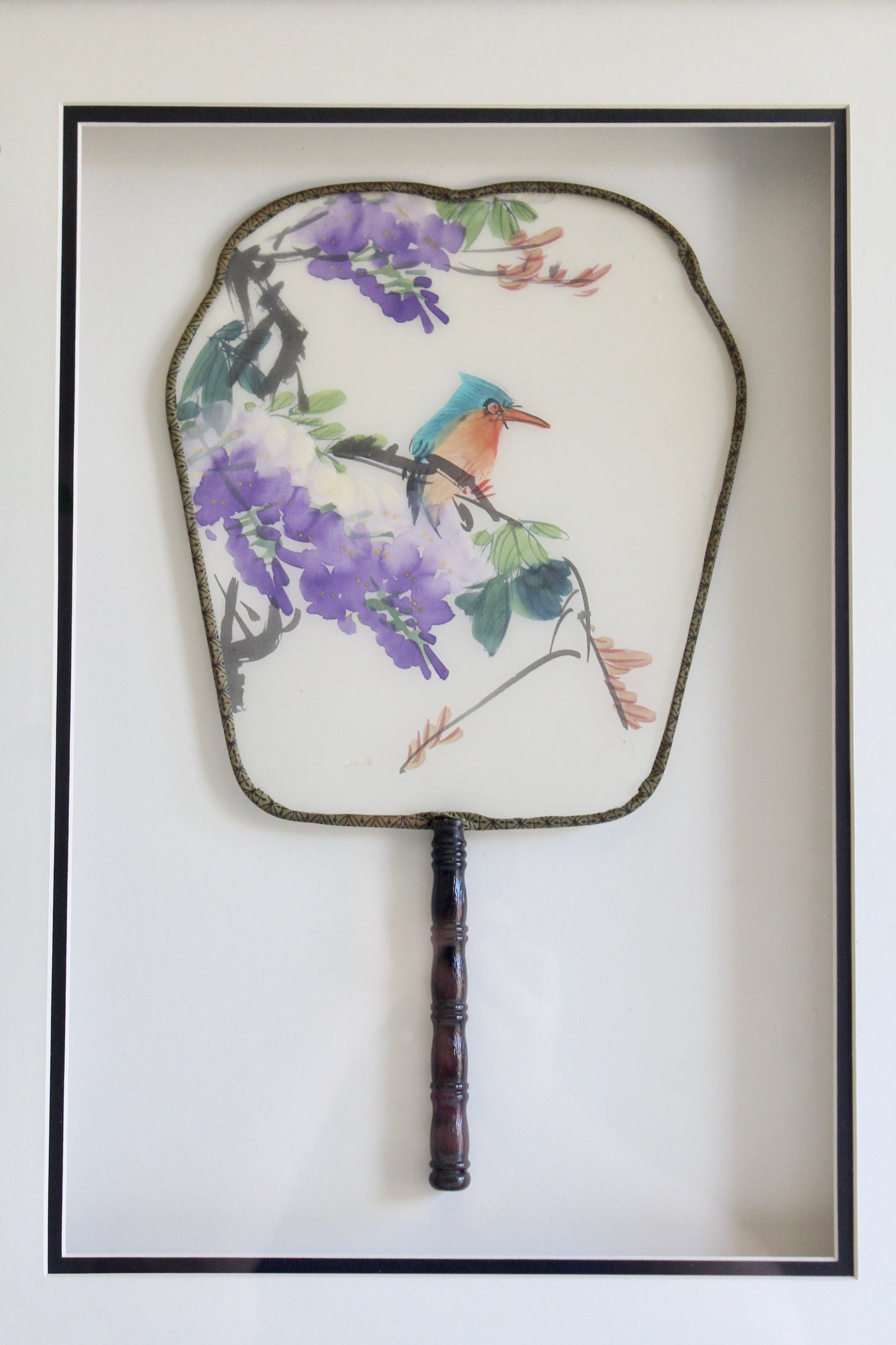 Pair of Framed Chinese Hand-Painted Silk Fans