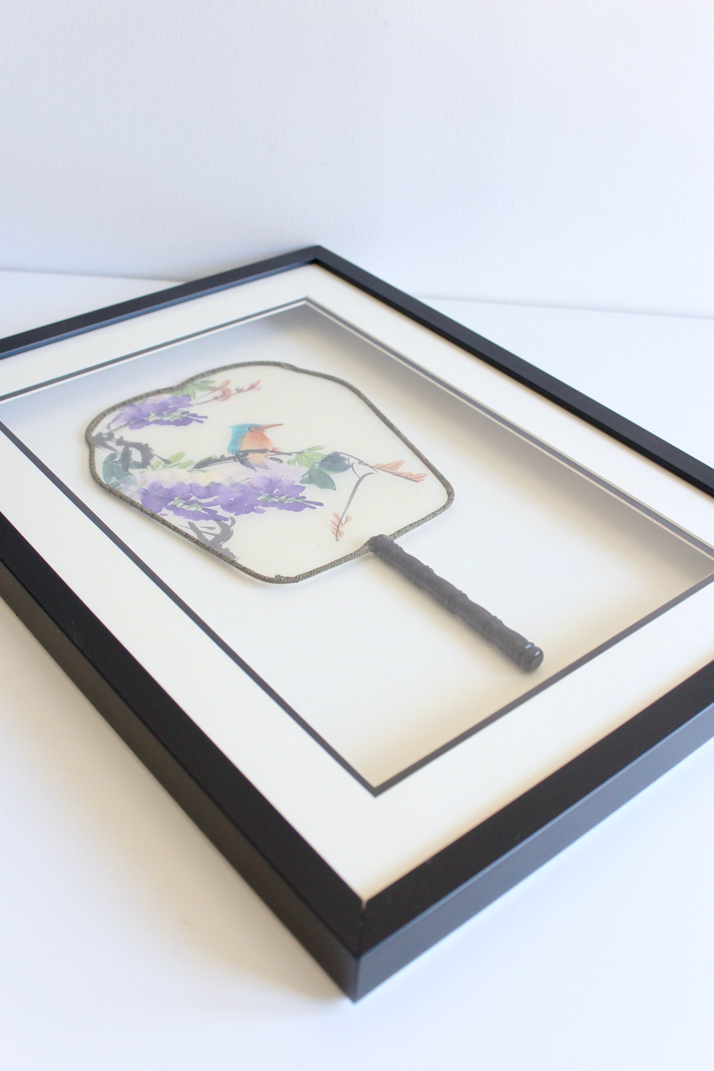 Pair of Framed Chinese Hand-Painted Silk Fans