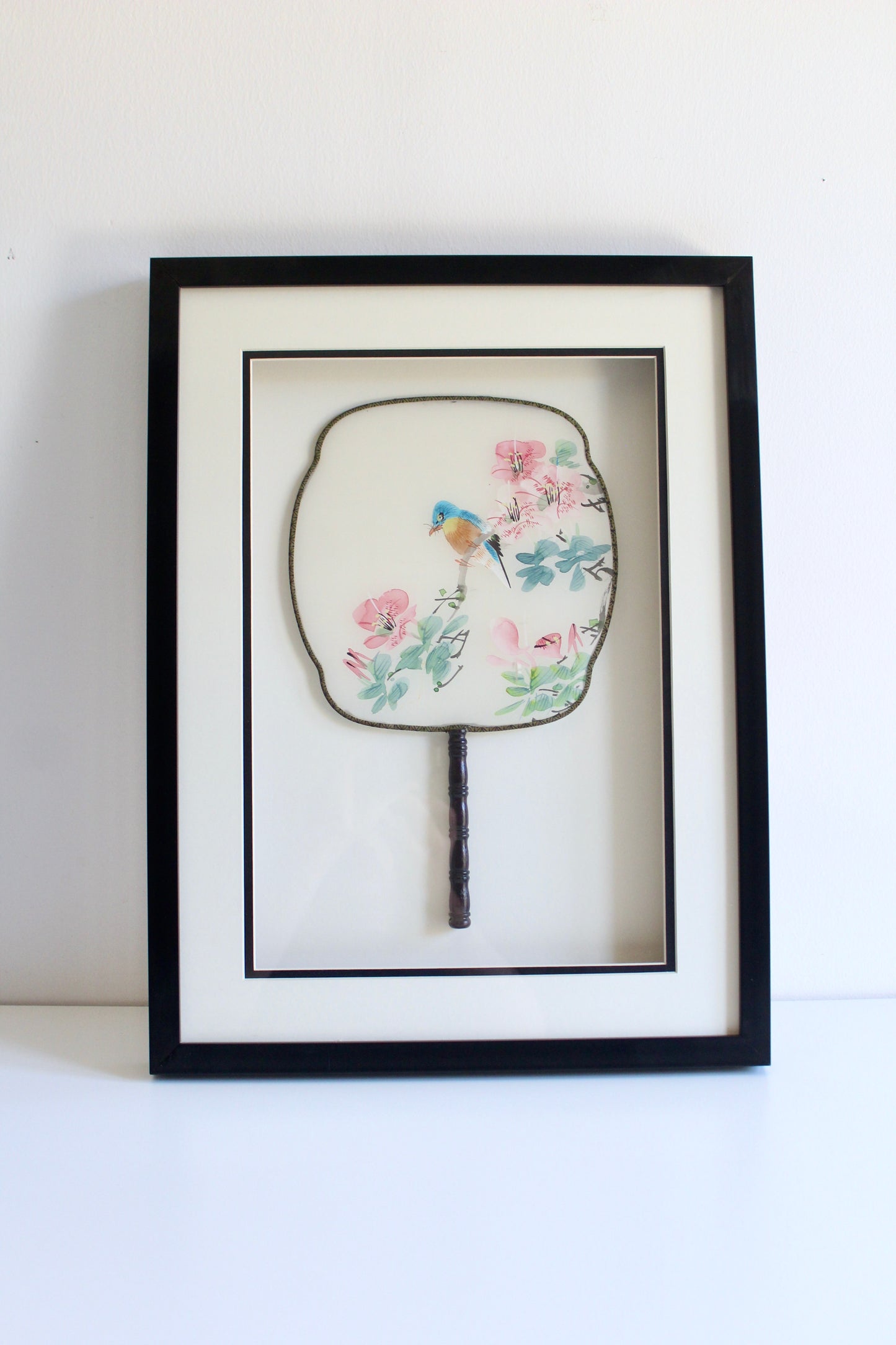 Pair of Framed Chinese Hand-Painted Silk Fans
