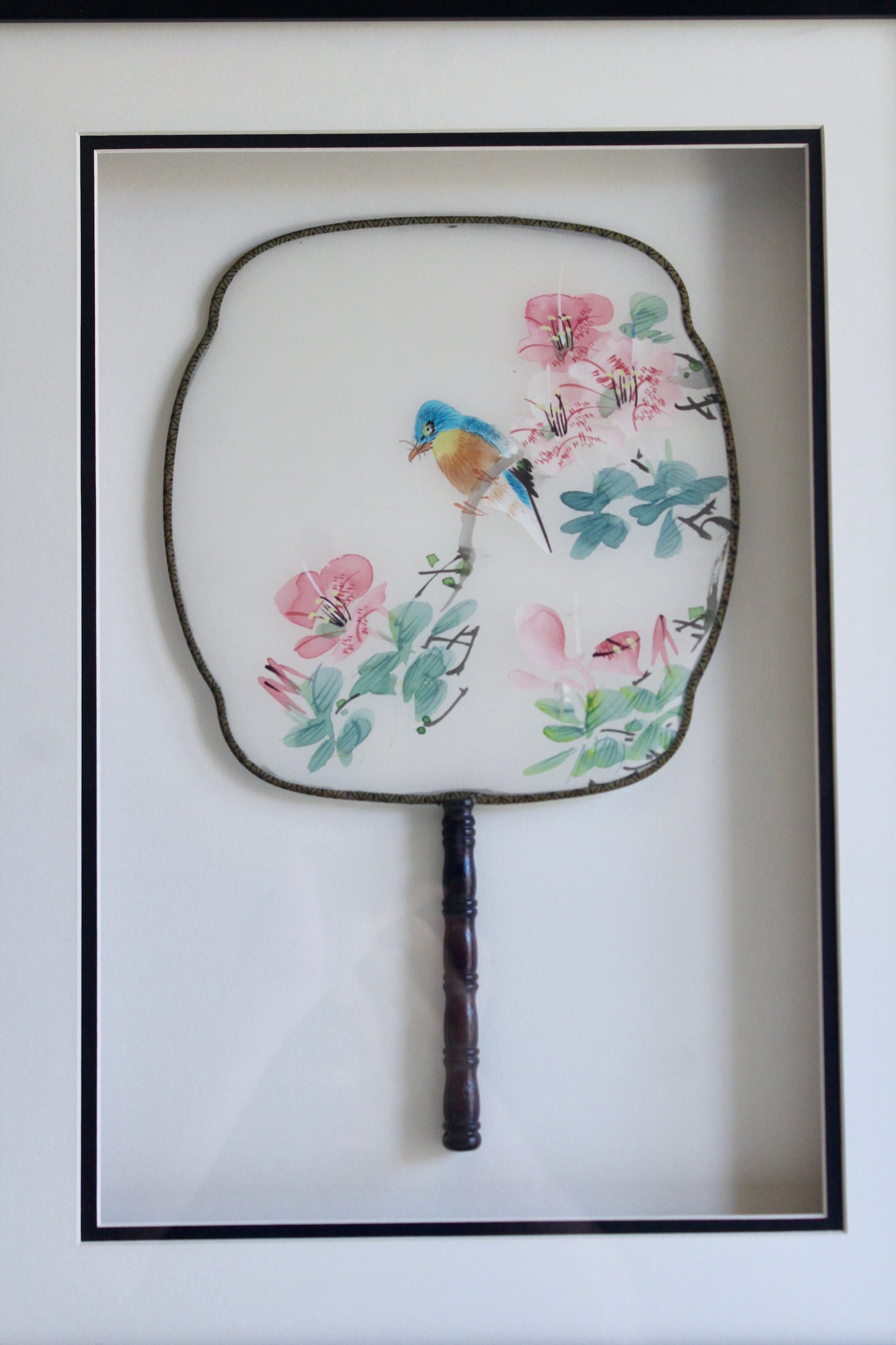 Pair of Framed Chinese Hand-Painted Silk Fans