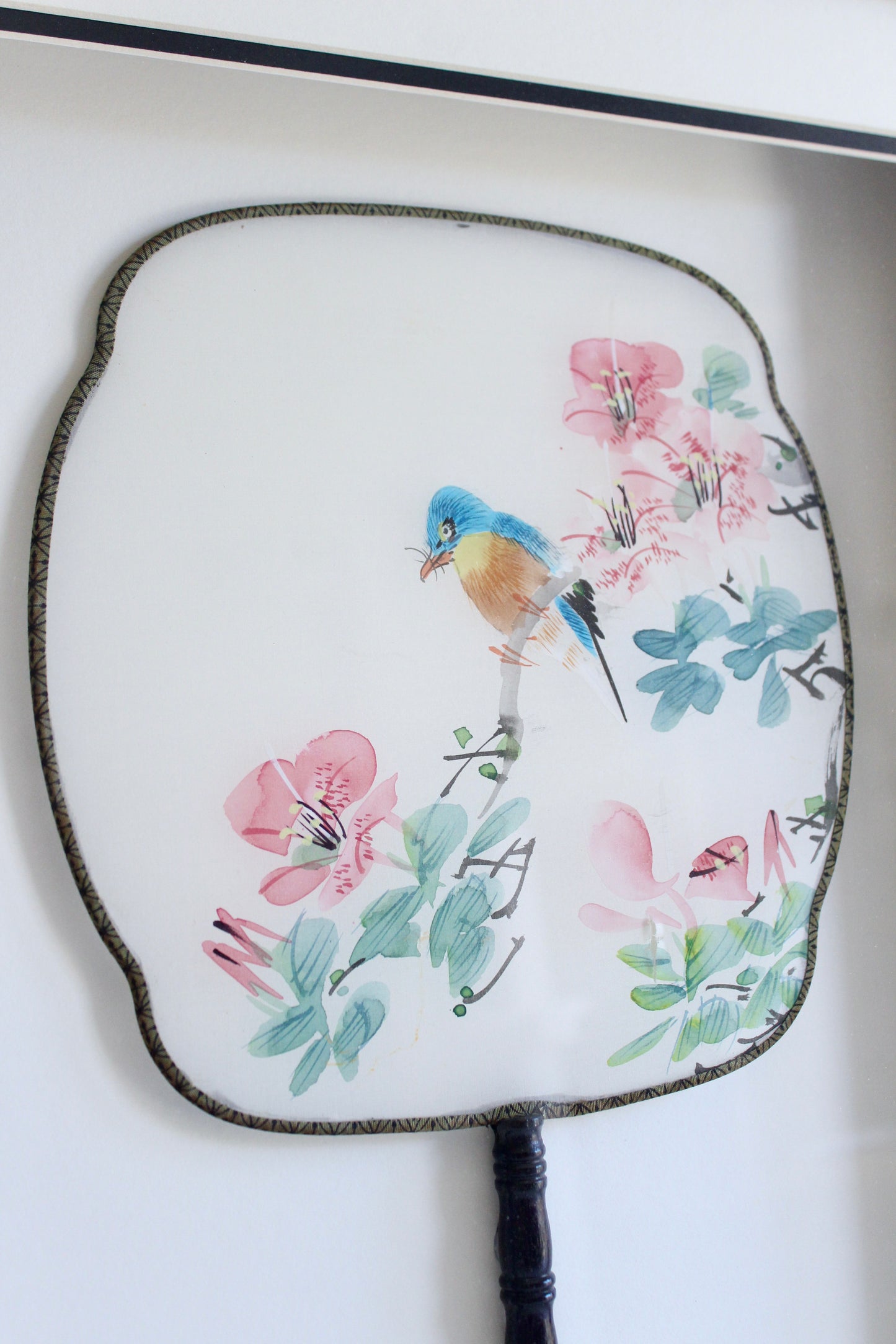 Pair of Framed Chinese Hand-Painted Silk Fans