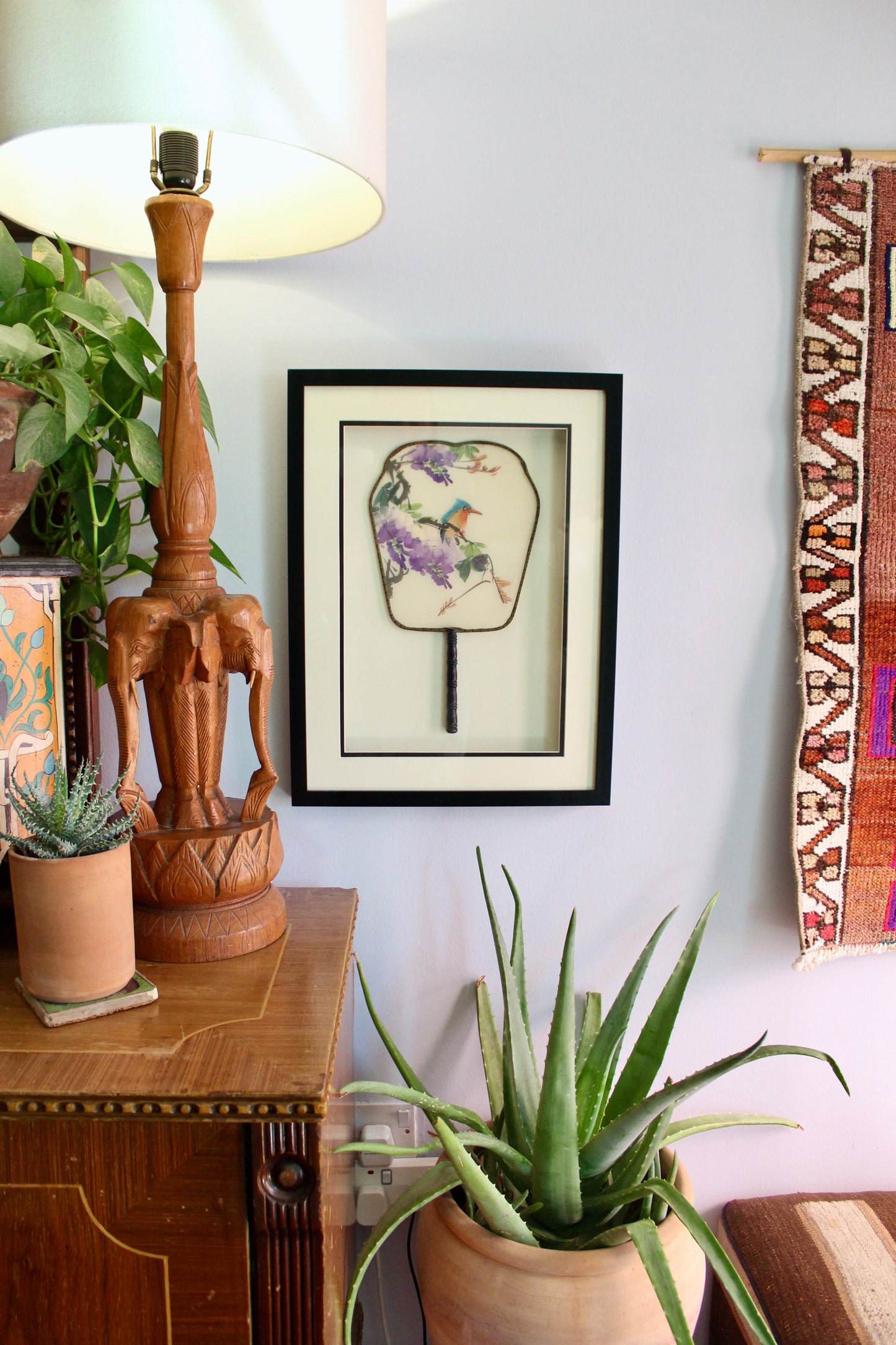 Pair of Framed Chinese Hand-Painted Silk Fans