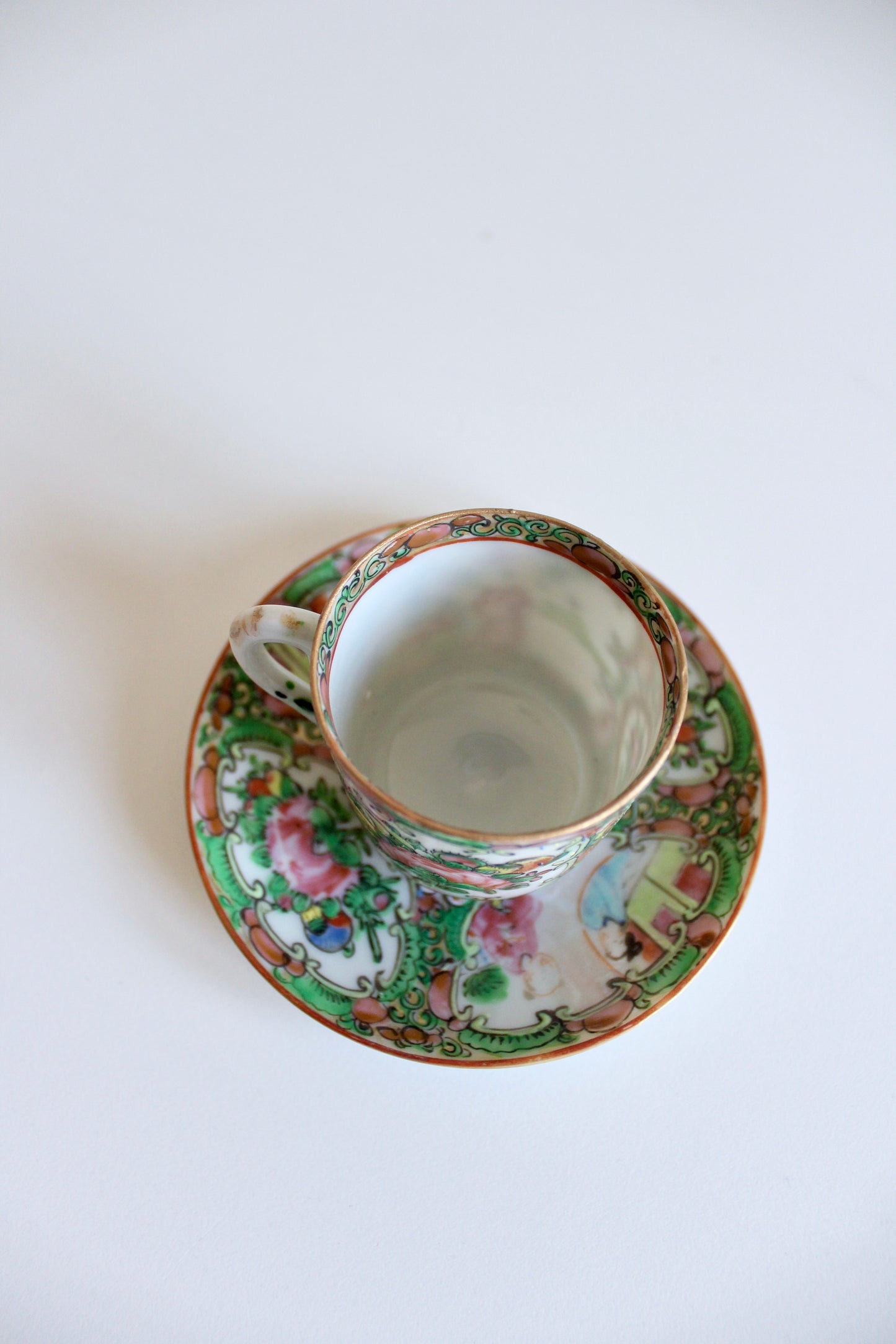 Vintage Chinese Rose Medallion Porcelain Teacup & Saucer