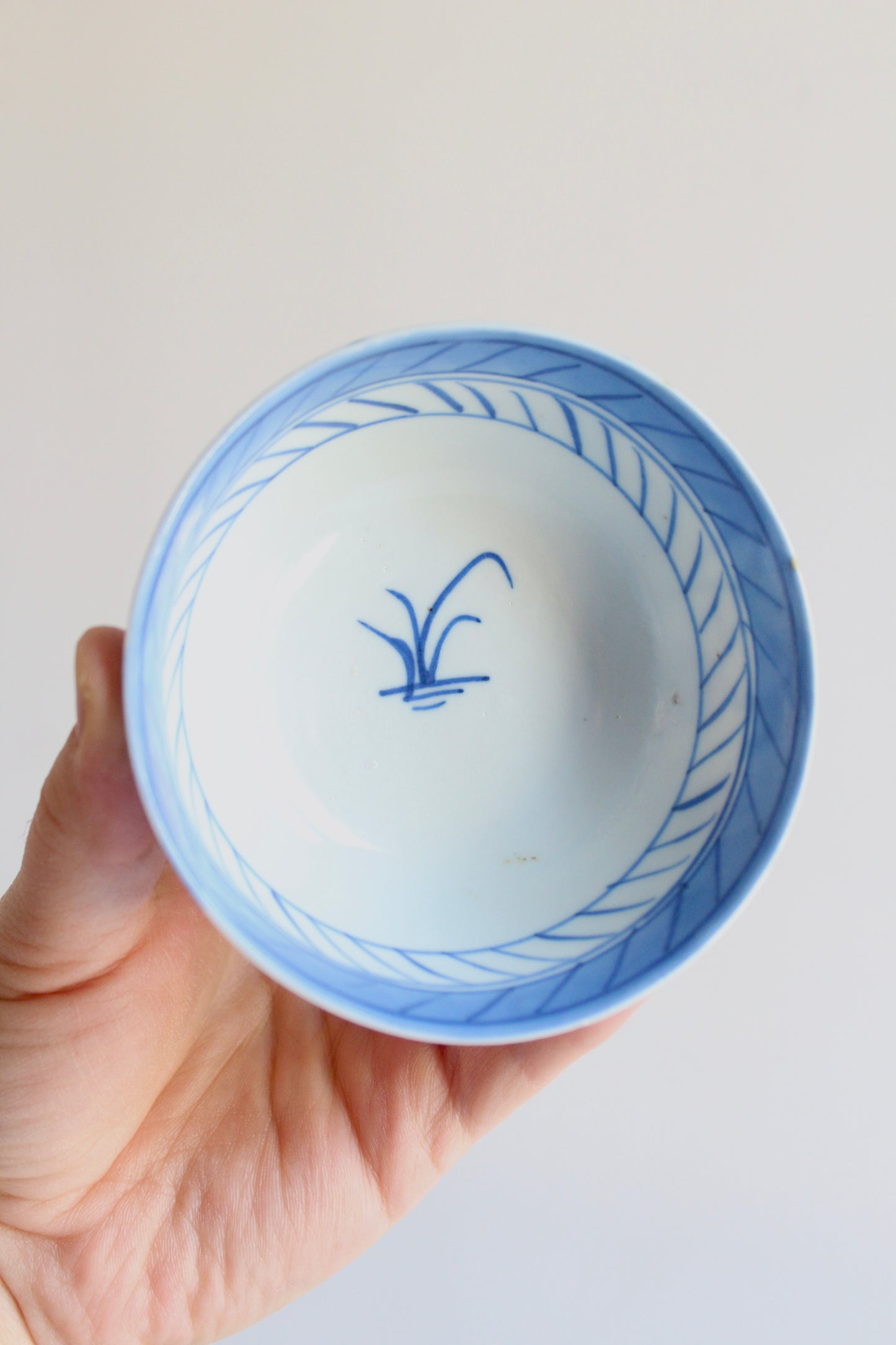 Pair of Antique Chinese Export Blue & White Porcelain Rice Bowls, c. 1880–1910