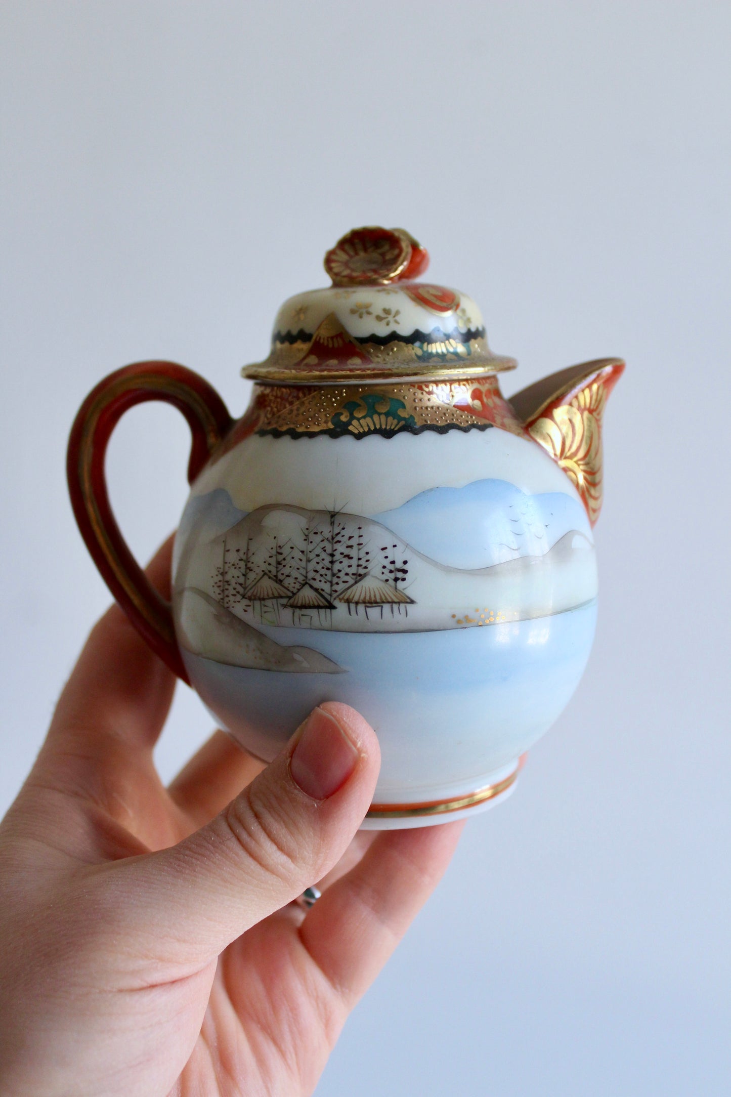 Antique Japanese Satsuma Porcelain Tea Set – Teapot, Sugar Bowl & Teacup, c. 1915–1940