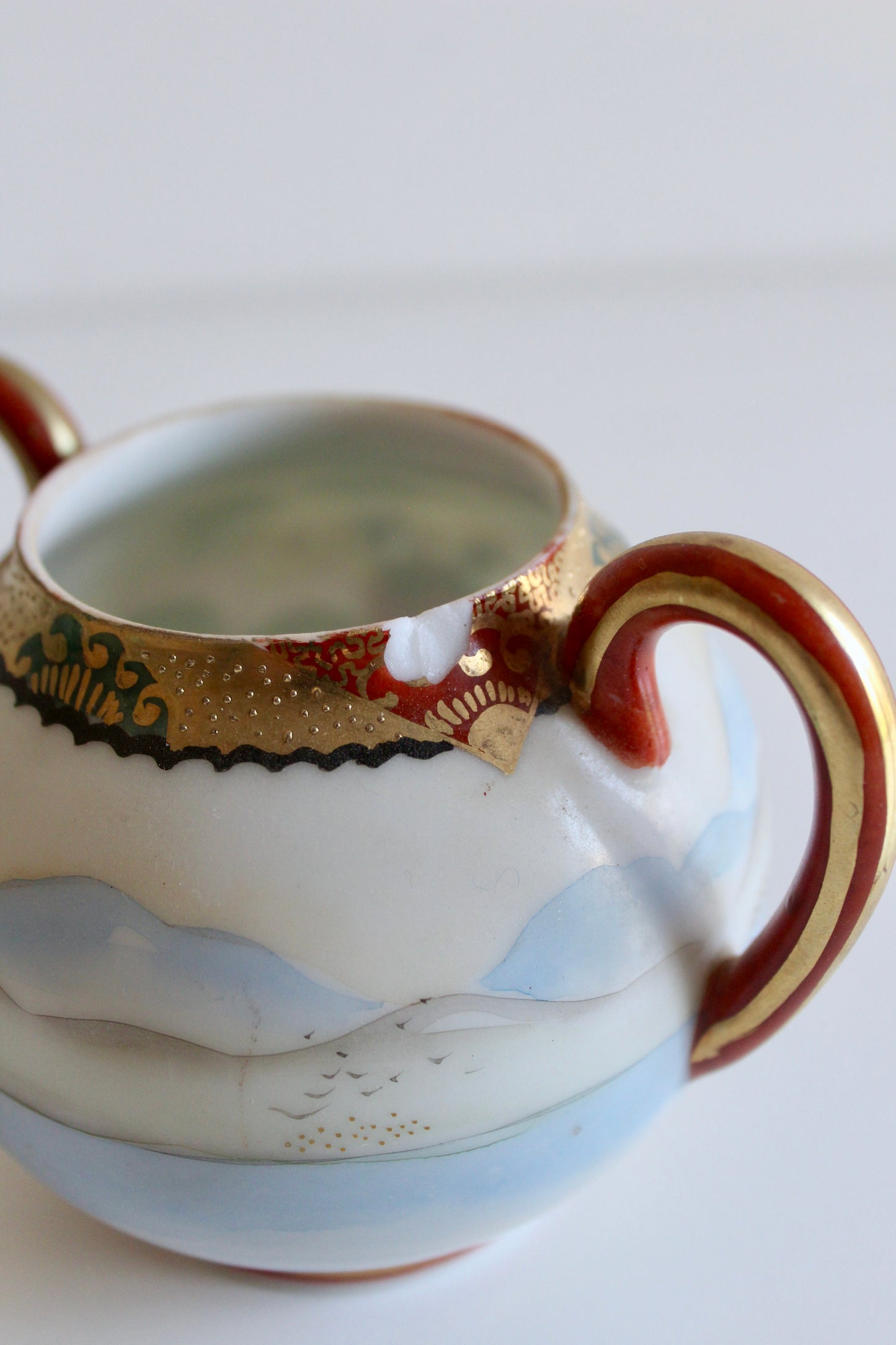 Antique Japanese Satsuma Porcelain Tea Set – Teapot, Sugar Bowl & Teacup, c. 1915–1940