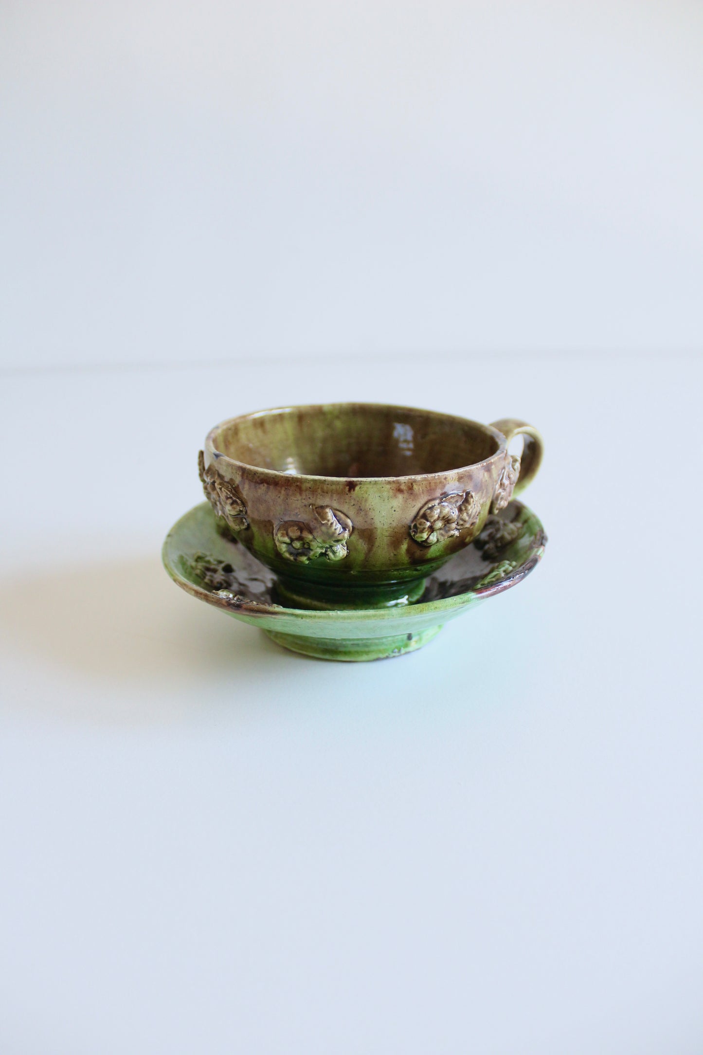 Vintage California Art Pottery Grape Cup & Saucer