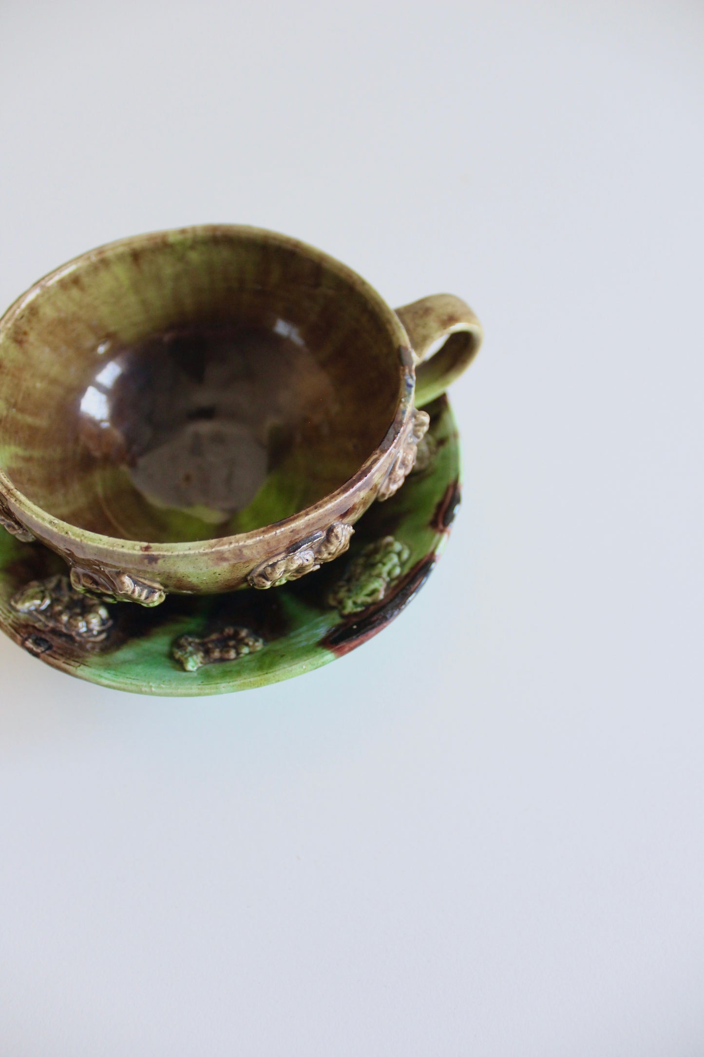 Vintage California Art Pottery Grape Cup & Saucer
