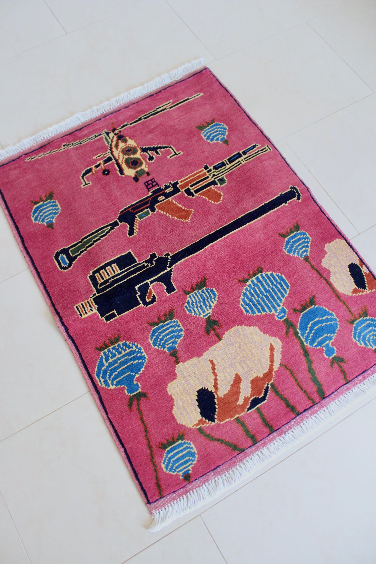 Afghan War Rug – Hand-Knotted Wool (New) - 63cm by 85cm