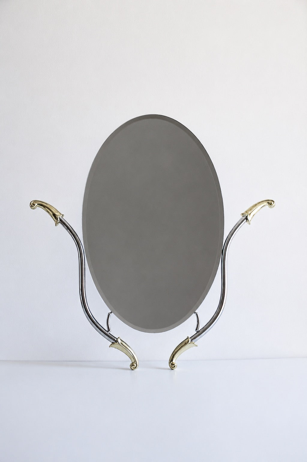 Vintage Hollywood Regency Brass & Chrome Vanity Mirror